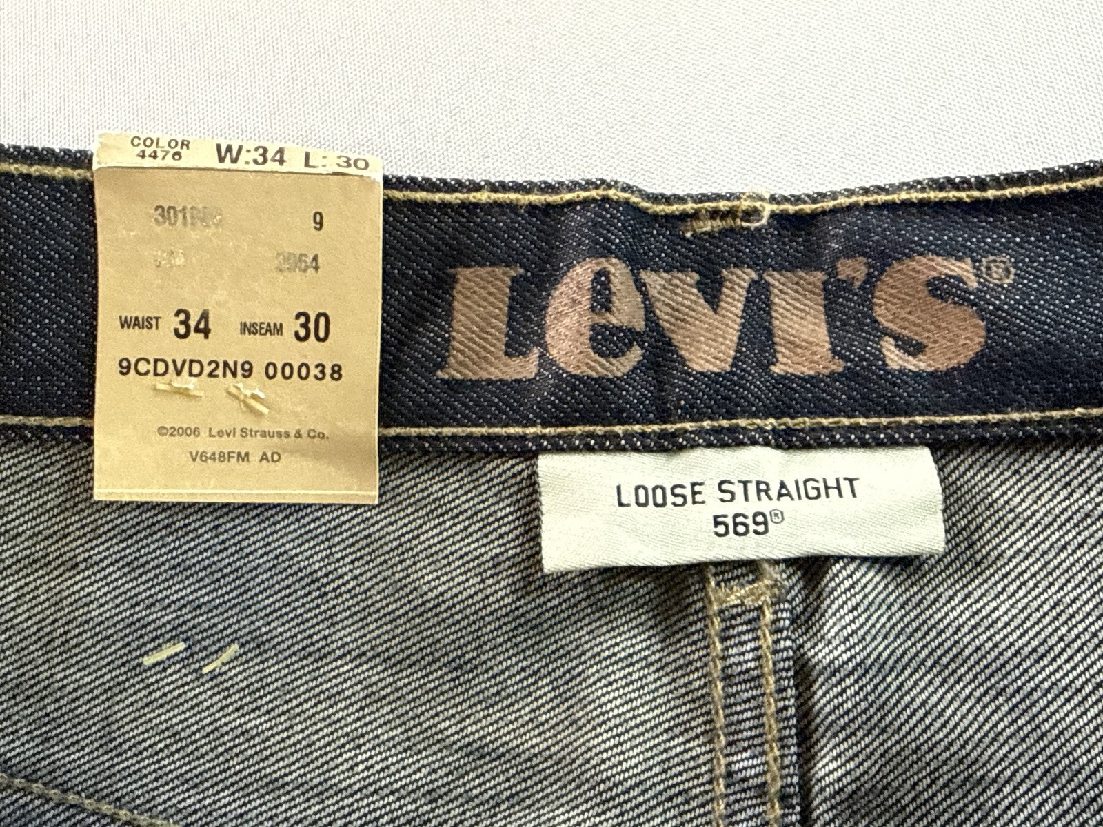 Levi's 569 Straight Leg Dark Wash Denim Jeans W34 L30 100% Cotton New Tags Mid