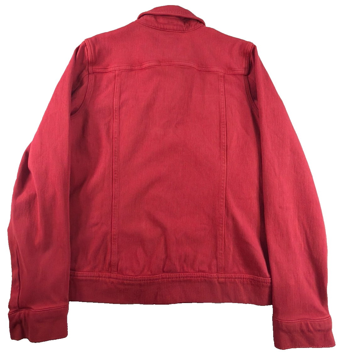 Coldwater Creek Red Denim Jacket Womens Medium Stretch Button Front Trucker