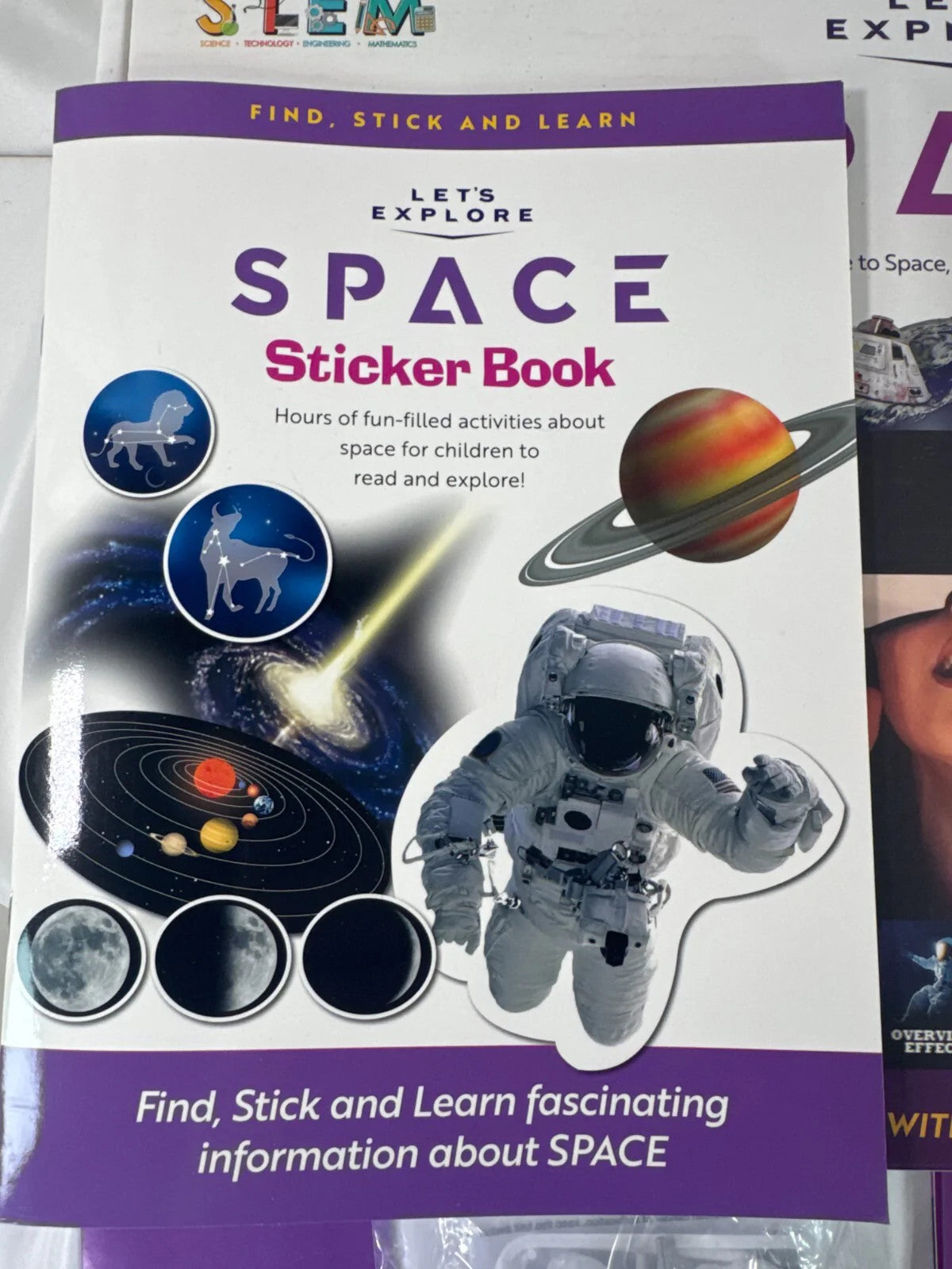 Let's Explore VR Headset Space STEM Kit w Books Cube Model Poster - USED Vintage