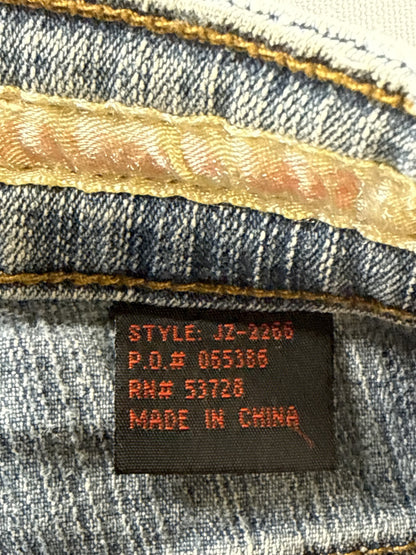 Dollhouse Flare Jeans 11 11/12 Blue Distressed Denim Low Rise Y2K Boho Indie