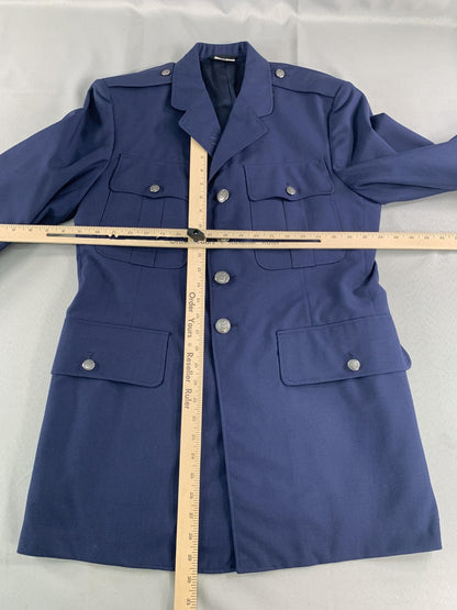 US Air Force Service Dress Jacket Mens 40R Blue 4-Pocket Silver Buttons Uniform