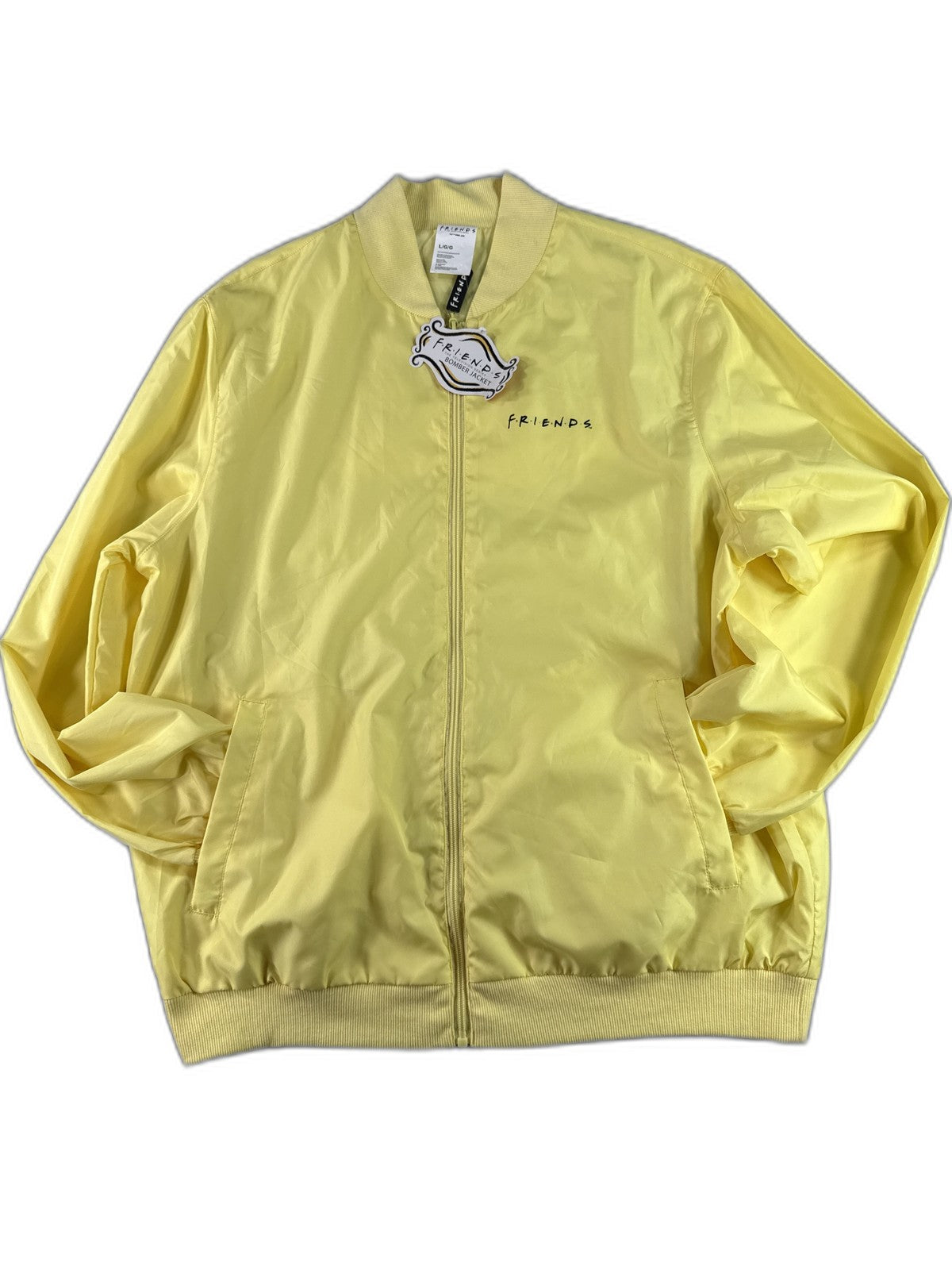 Friends TV Show Yellow Bomber Jacket Large Polyester Outerwear
