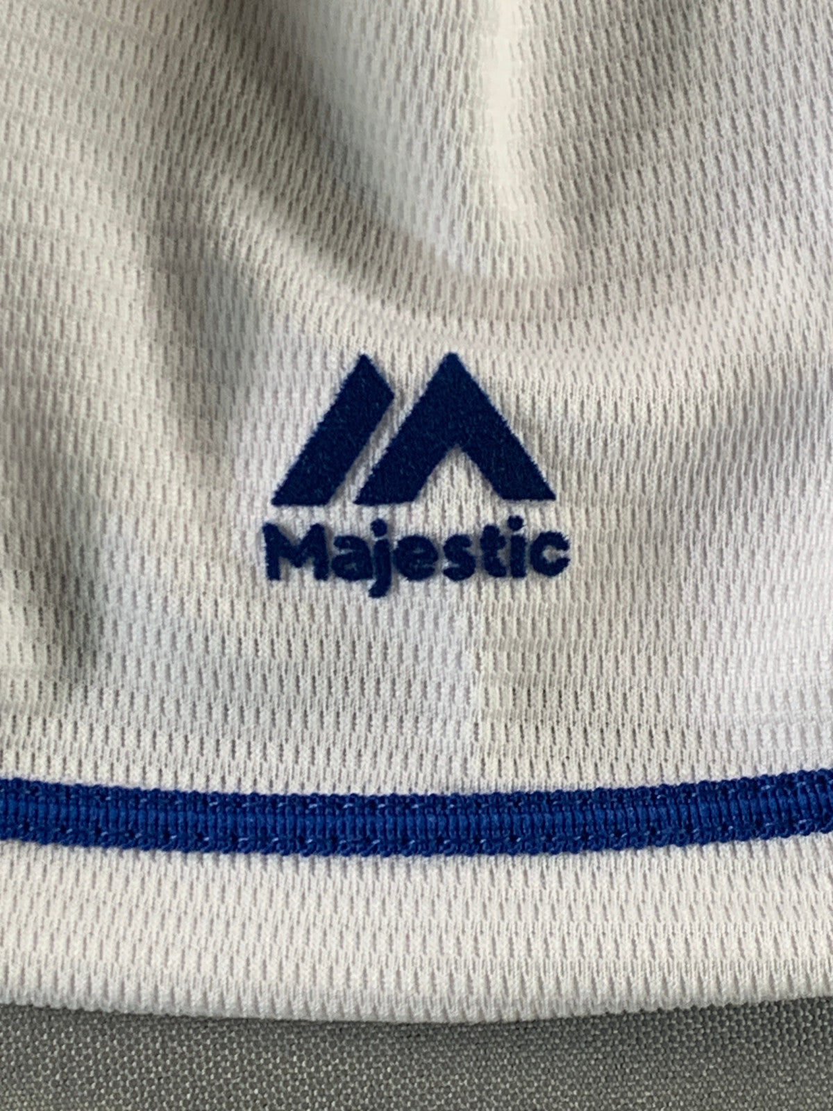 Majestic MLB Royals Cool Base Jersey Womens L White Blue Replica Button Front