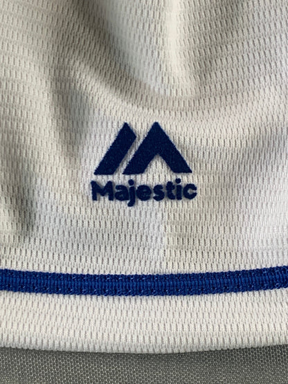 Majestic MLB Royals Cool Base Jersey Womens L White Blue Replica Button Front