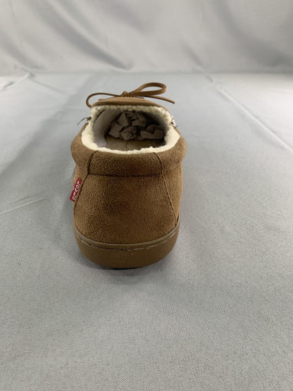 Levis Slippers Mens Size 10 Brown Moccasin Faux Fur Memory Foam House Shoes Red
