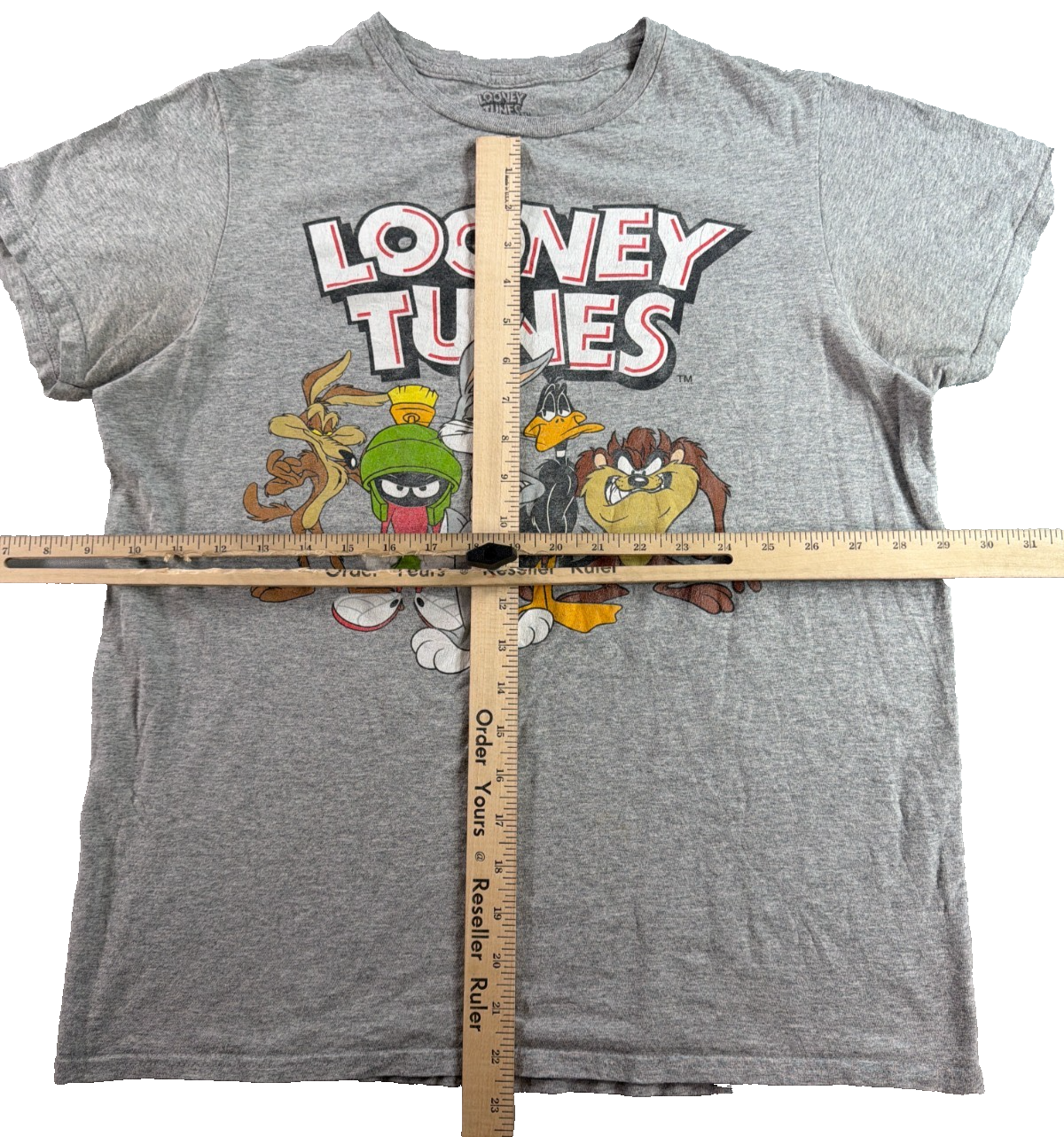Looney Tunes Group Shot Bugs Bunny Taz Daffy Marvin Gray Graphic Tee Mens Med