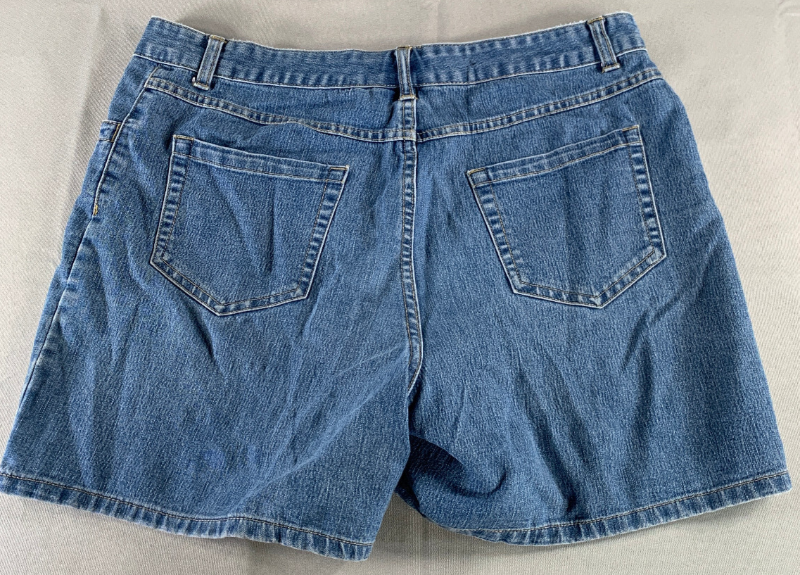 Cherokee Blue Jean Shorts Womens 12 Stretch Denim Mid Rise 5 Pocket Casual Class