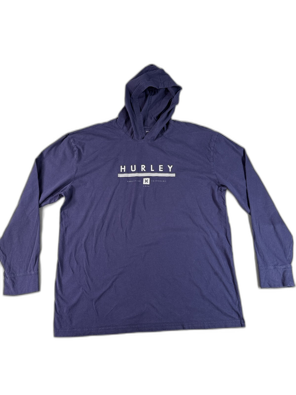 Hurley Graphic Pullover Hoodie 2XL Navy 100% Cotton Long Sleeve Hooded Logo