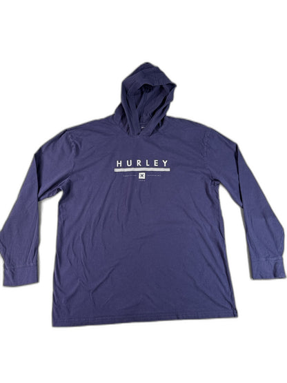 Hurley Graphic Pullover Hoodie 2XL Navy 100% Cotton Long Sleeve Hooded Logo