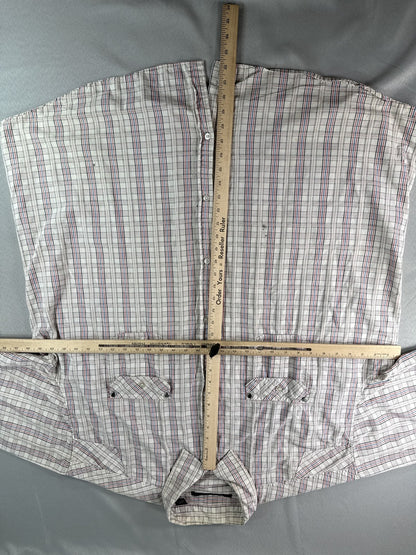 SEAN JOHN Plaid Short Sleeve Button Up Shirt Mens 4XB Multicolored 100% Cotton