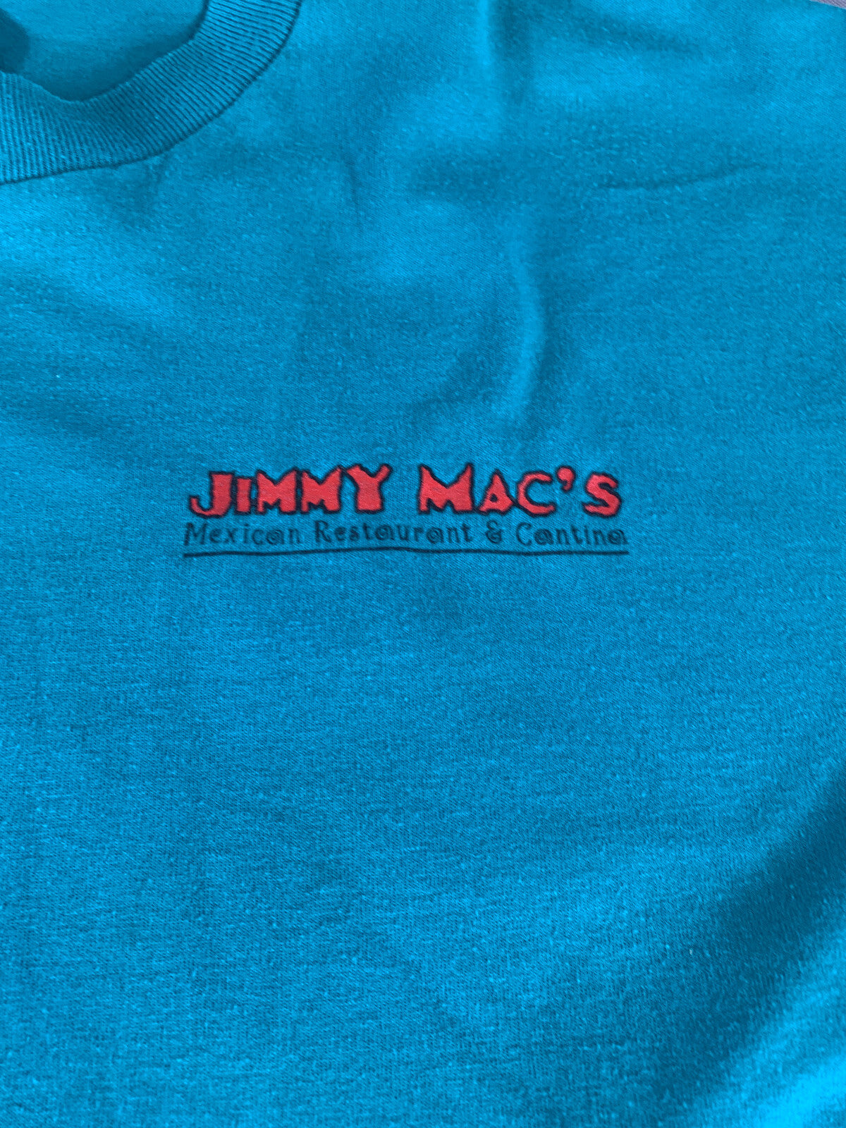 VTG Oneita Jimmy Mac’s Cantina T-Shirt Sz XL Teal Green Margarita Mexico Bar Tee