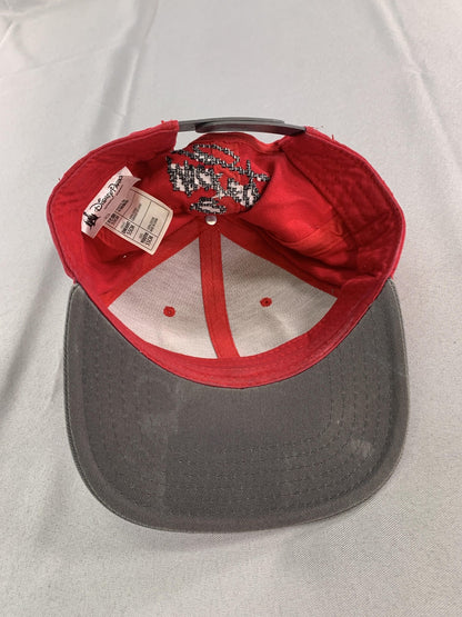 Mickey Mouse Hat Cap Snap Back Red Gray Pixel Embroidered Disney Parks Youth 100