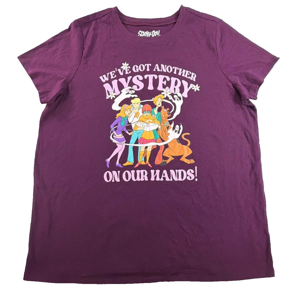 Scooby Doo Womens 1X Purple Mystery Gang Graphic Tee Shirt Velma Shaggy Daphne