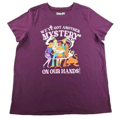 Scooby Doo Womens 1X Purple Mystery Gang Graphic Tee Shirt Velma Shaggy Daphne