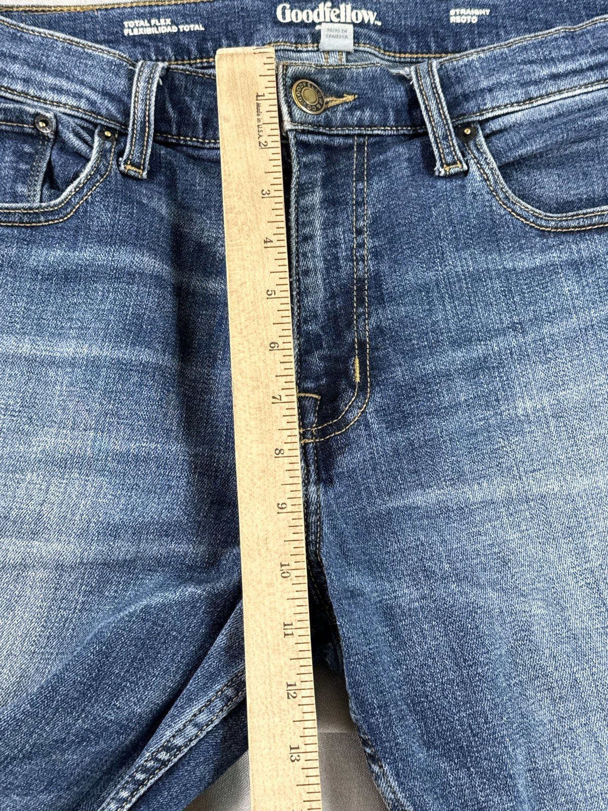 Goodfellow Co Straight Fit Jeans Mens 34Wx30L Blue Cotton Blend Leg Durable Slim