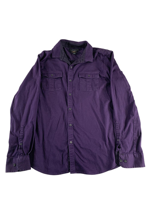 Marc Anthony Shirt Mens Large Purple Stretch Slim Fit Long Sleeve Button Front