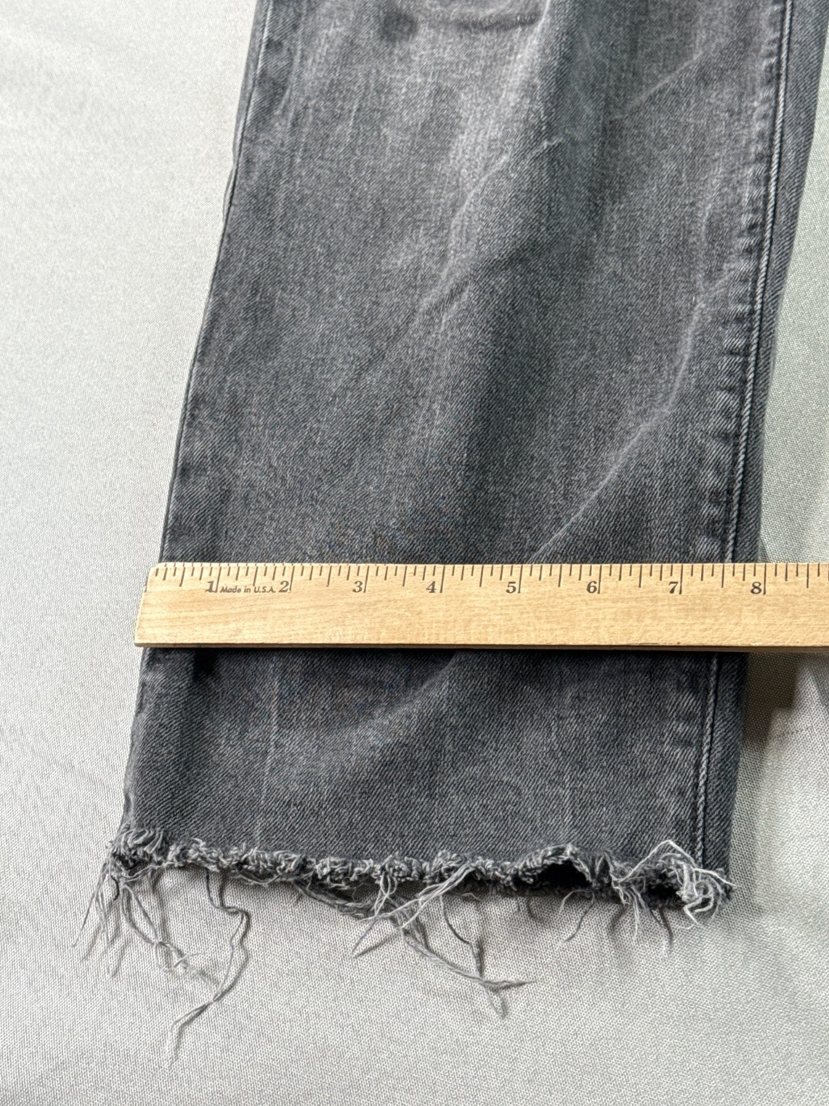 Old Navy O.G. Loose Black Gray Distressed Jeans Cropped Raw Hem Womens 10