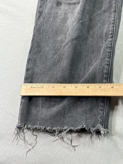 Old Navy O.G. Loose Black Gray Distressed Jeans Cropped Raw Hem Womens 10