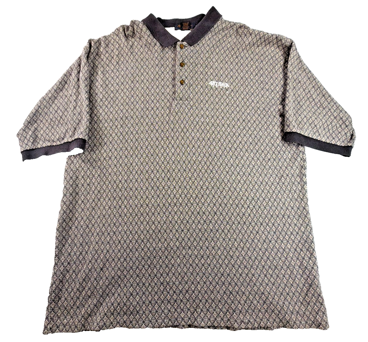 Antigua Golf Men 3XL Gray Diamond Jacquard Polo Shirt 100% Cotton Short Sleeve
