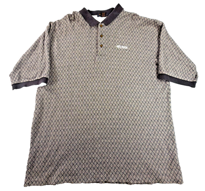 Antigua Golf Men 3XL Gray Diamond Jacquard Polo Shirt 100% Cotton Short Sleeve