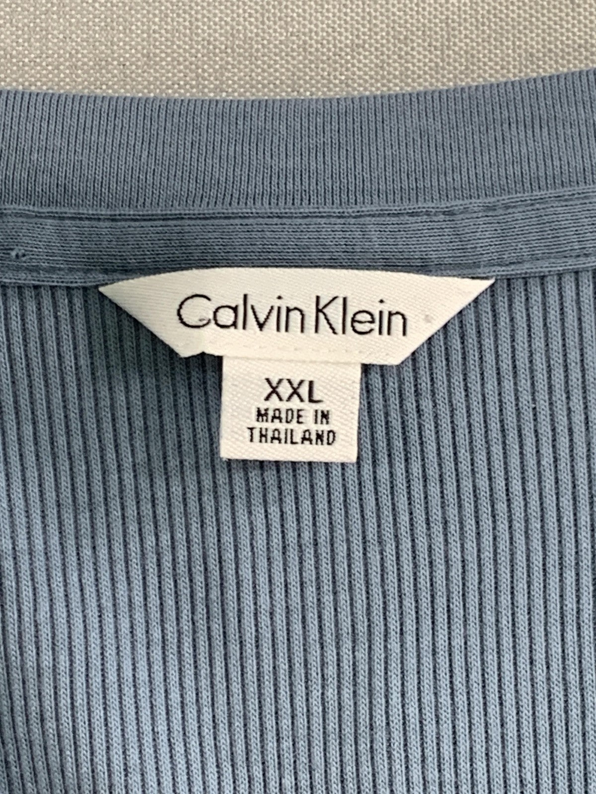 Calvin Klein Shirt Mens 2XL Blue Long Sleeve V Neck Lightweight Pullover Top