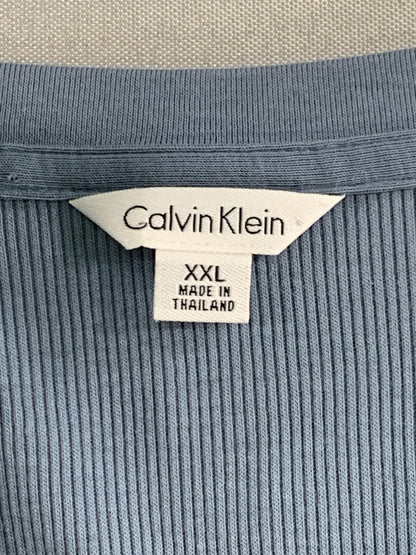 Calvin Klein Shirt Mens 2XL Blue Long Sleeve V Neck Lightweight Pullover Top