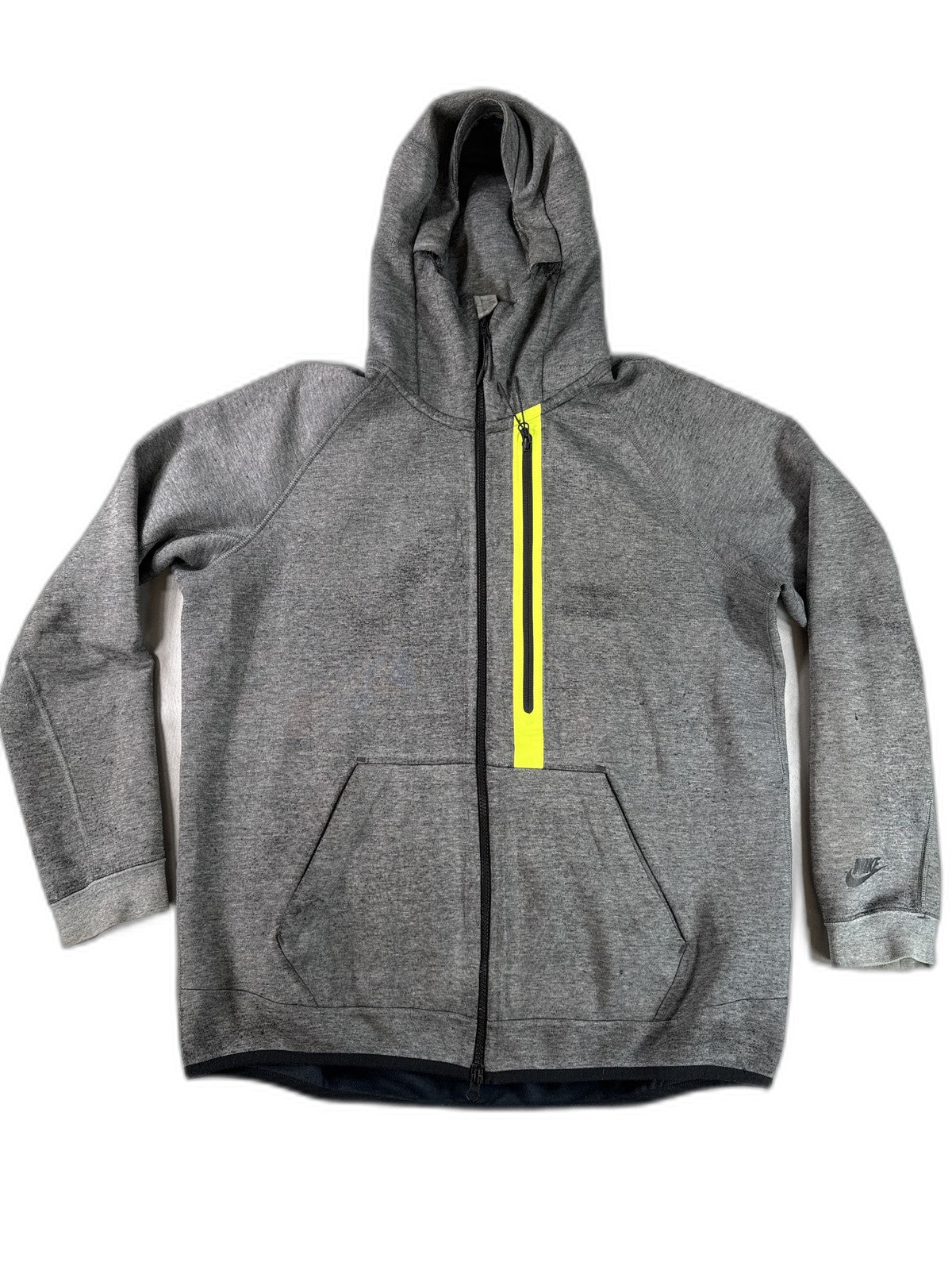 Nike 037 Hoodie L Gray Cotton Pullover Hooded Long Sleeve Regular Fit Men
