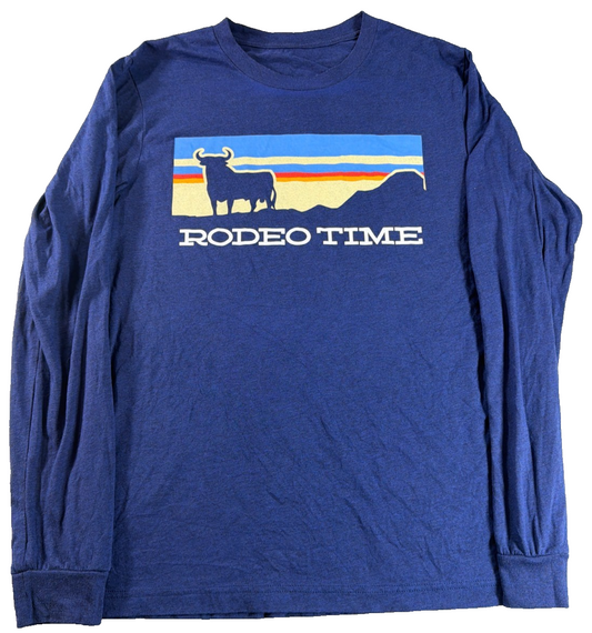 Rodeo Time Dale Brisby Shirt Blue Long Sleeve Bull Graphic Western Adult Tee
