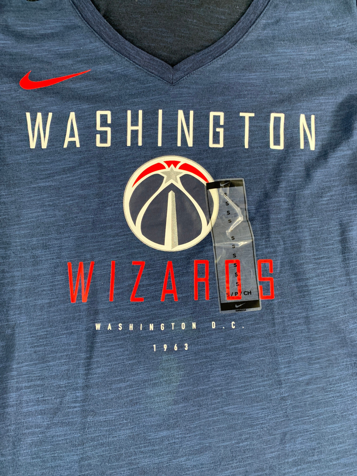 Nike NBA Washington Wizards Tee S Dri-FIT V-Neck Navy 1963 Graphic Shirt NWT