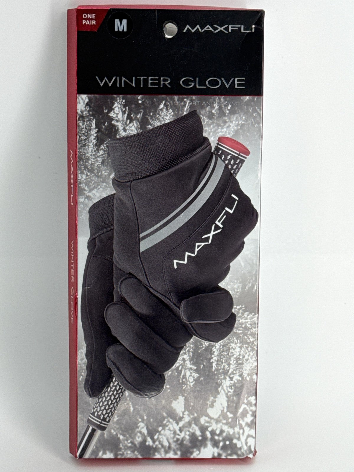 Maxfli Winter Golf Gloves Mens Medium Black Striped Pair Windproof Insulated