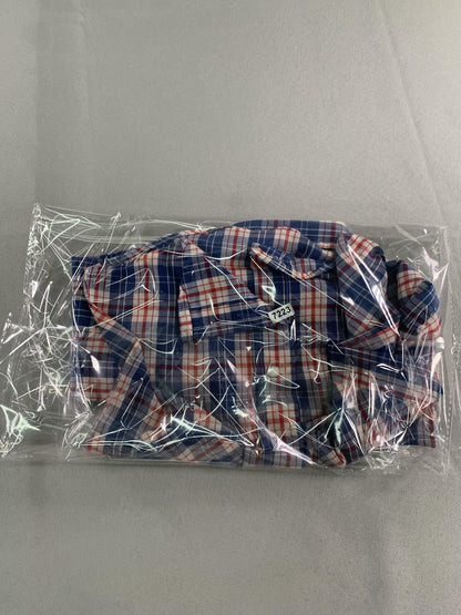 VINTAGE Levis Shirt Boys 3T Blue Red Plaid Western Pearl Snap Made in USA 90s