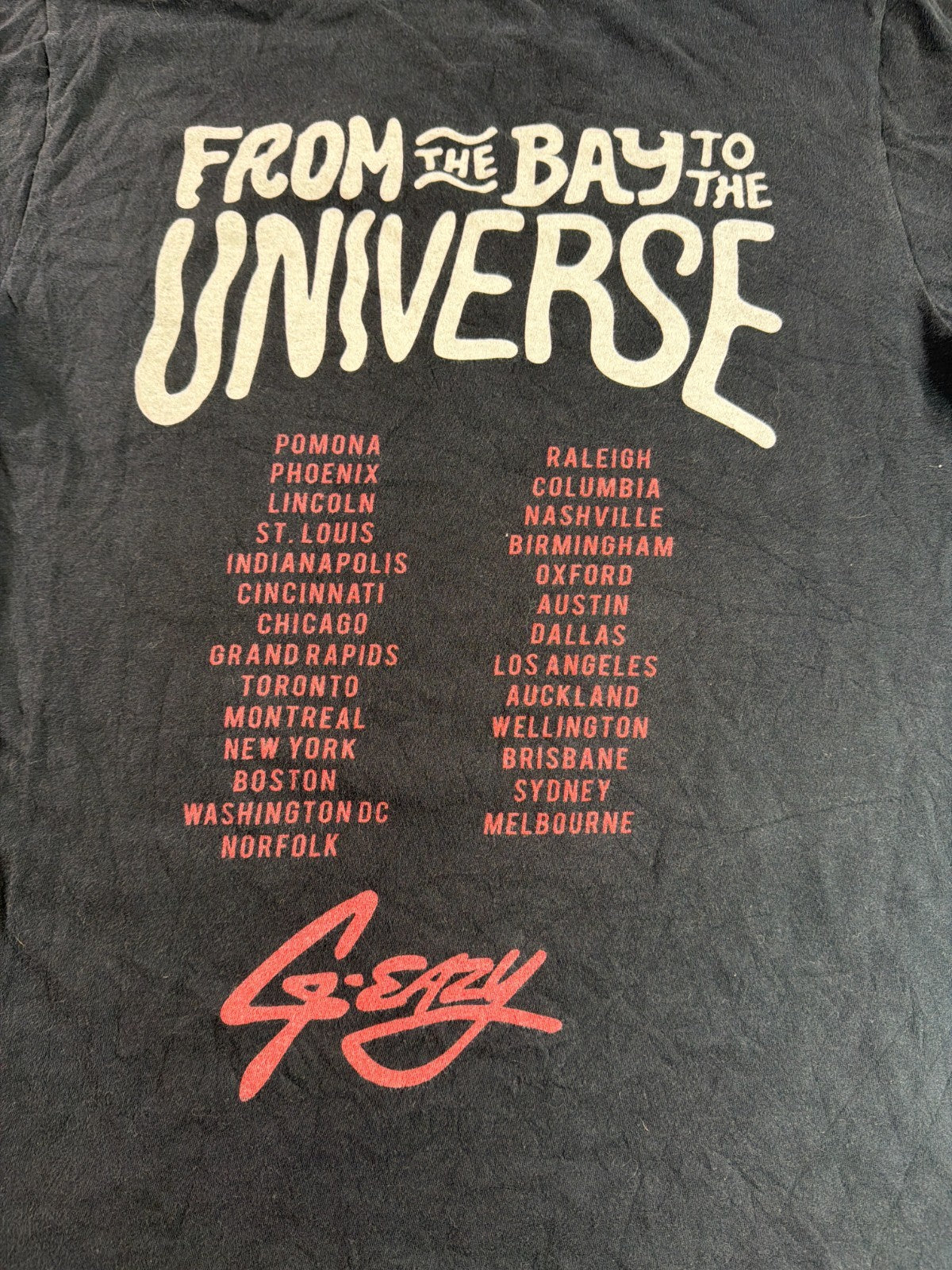 G Eazy Tour T Shirt Small Black From The Bay Universe Graphic Cotton Band Tee