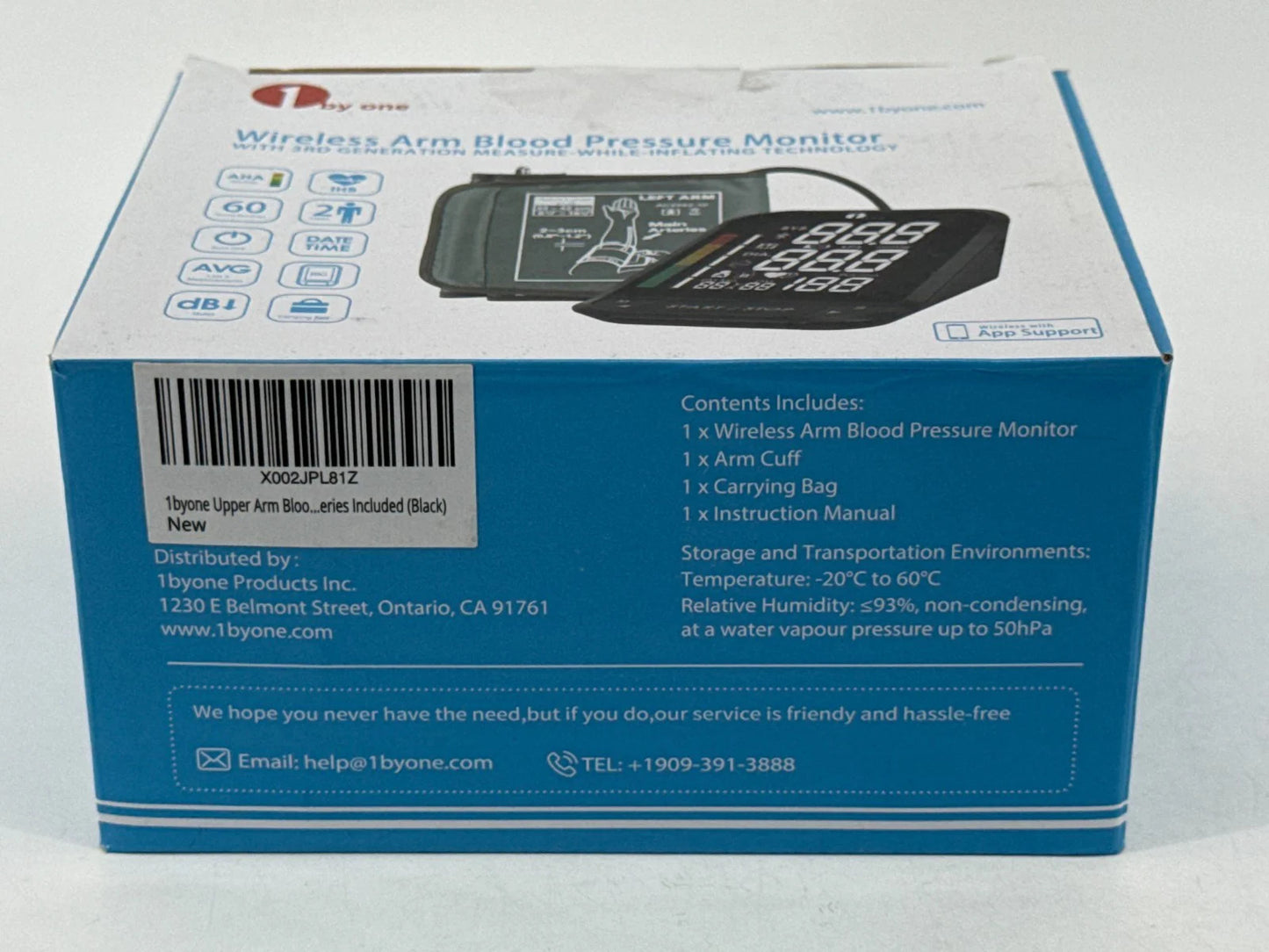 1byone Wireless Arm Blood Pressure Monitor Cuff App Support TMB-1585-BS Apparel