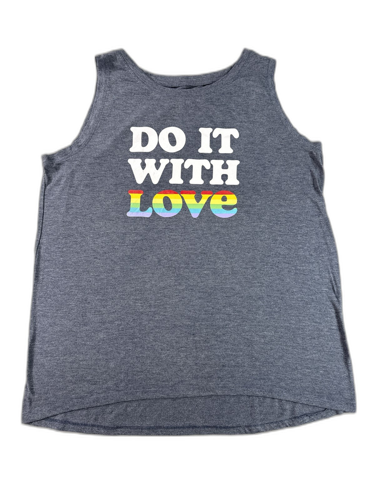 Athletic Do It With Love Works Do It Love Tank 12 Top Womens 12/14 Gray Cotton