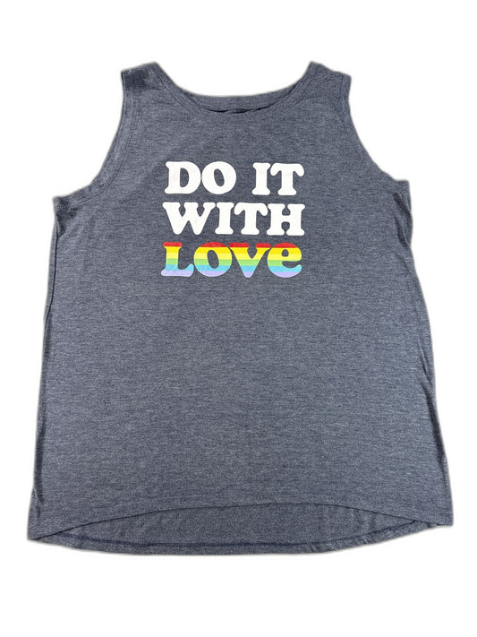 Athletic Do It With Love Works Do It Love Tank 12 Top Womens 12/14 Gray Cotton