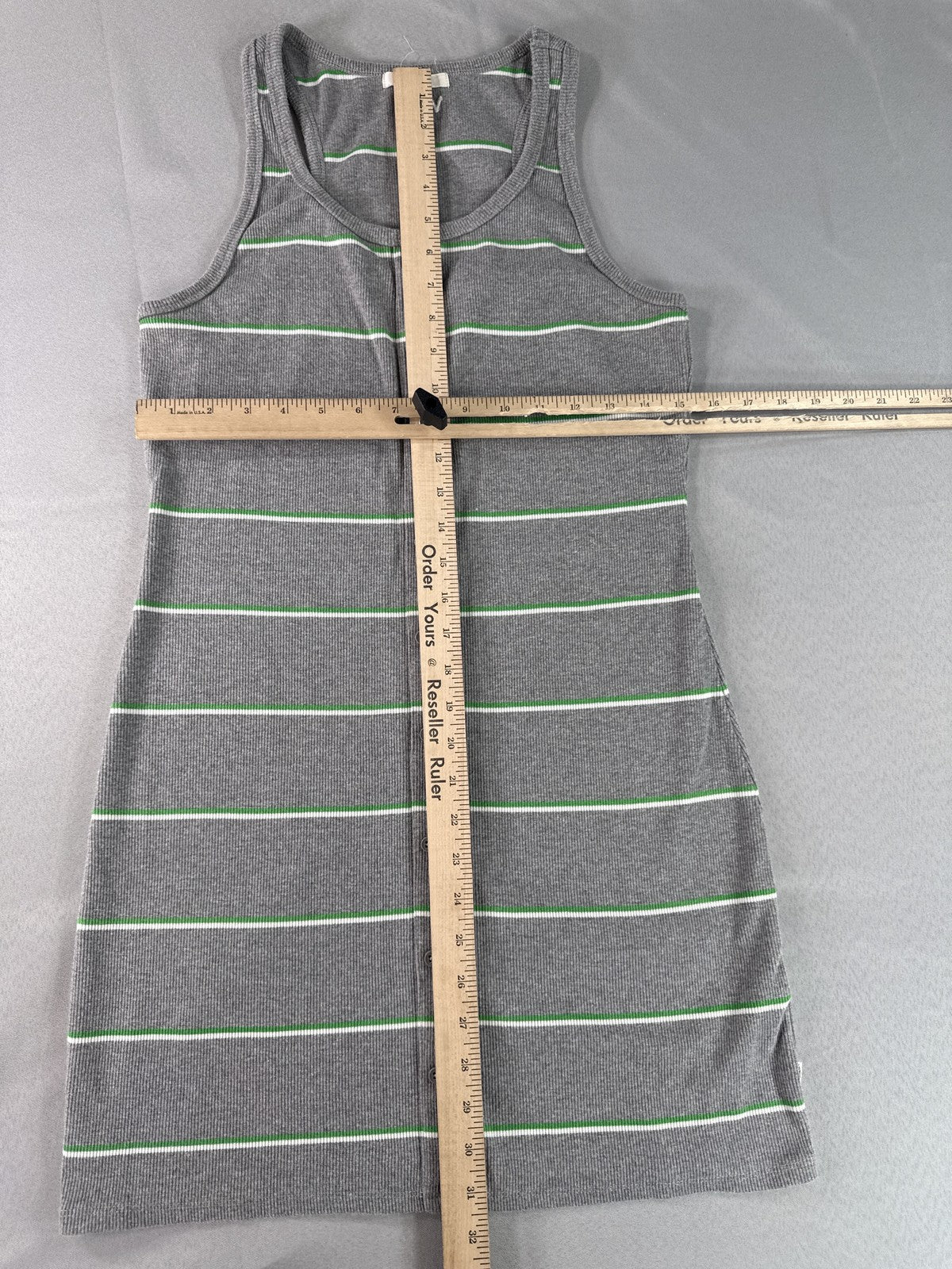 Vans Striped Scoop Neck Sleeveless Dress Womens M Grey Cotton Blend Button Black