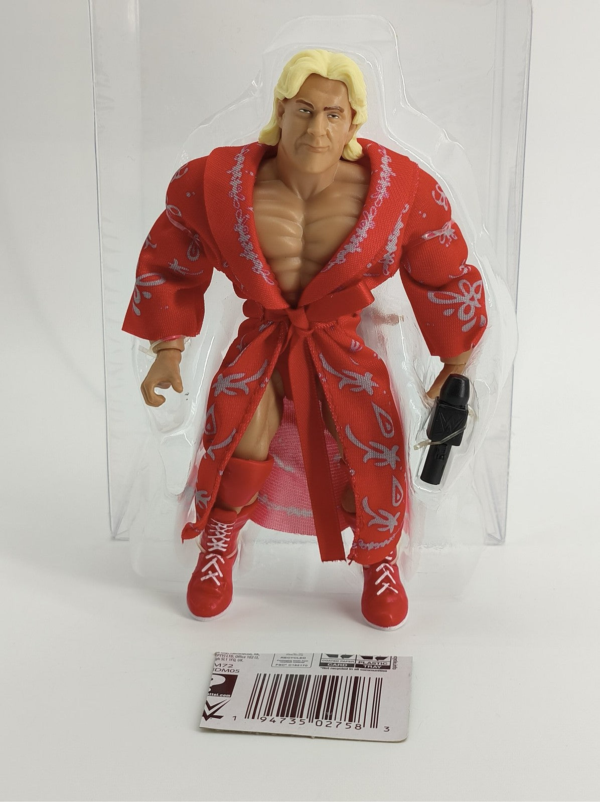 WWE Mattel RetroFest Ric Flair Action Figure Red Robe Mic Loose Displayed 6685