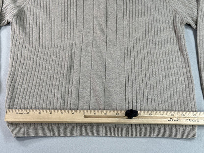 JANTZEN Ribbed V Sweater M M/M Beige 100% COMBED COTTON Regular Fit Long