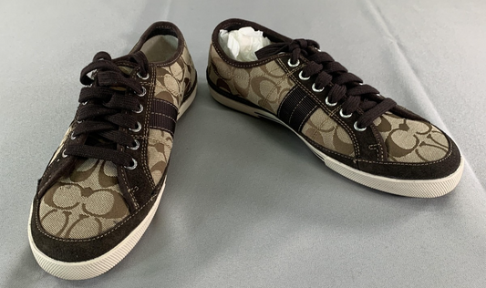 Coach Shoes Womens Size 8 Brown Signature Canvas Brad Lace Up Sneakers Unbranded