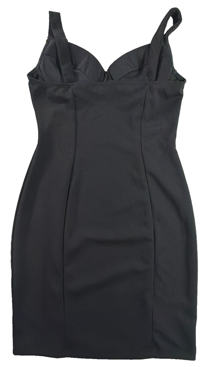 Haute Monde Black Bustier Bodycon Mini Dress Women Medium Sweetheart Cup LBD