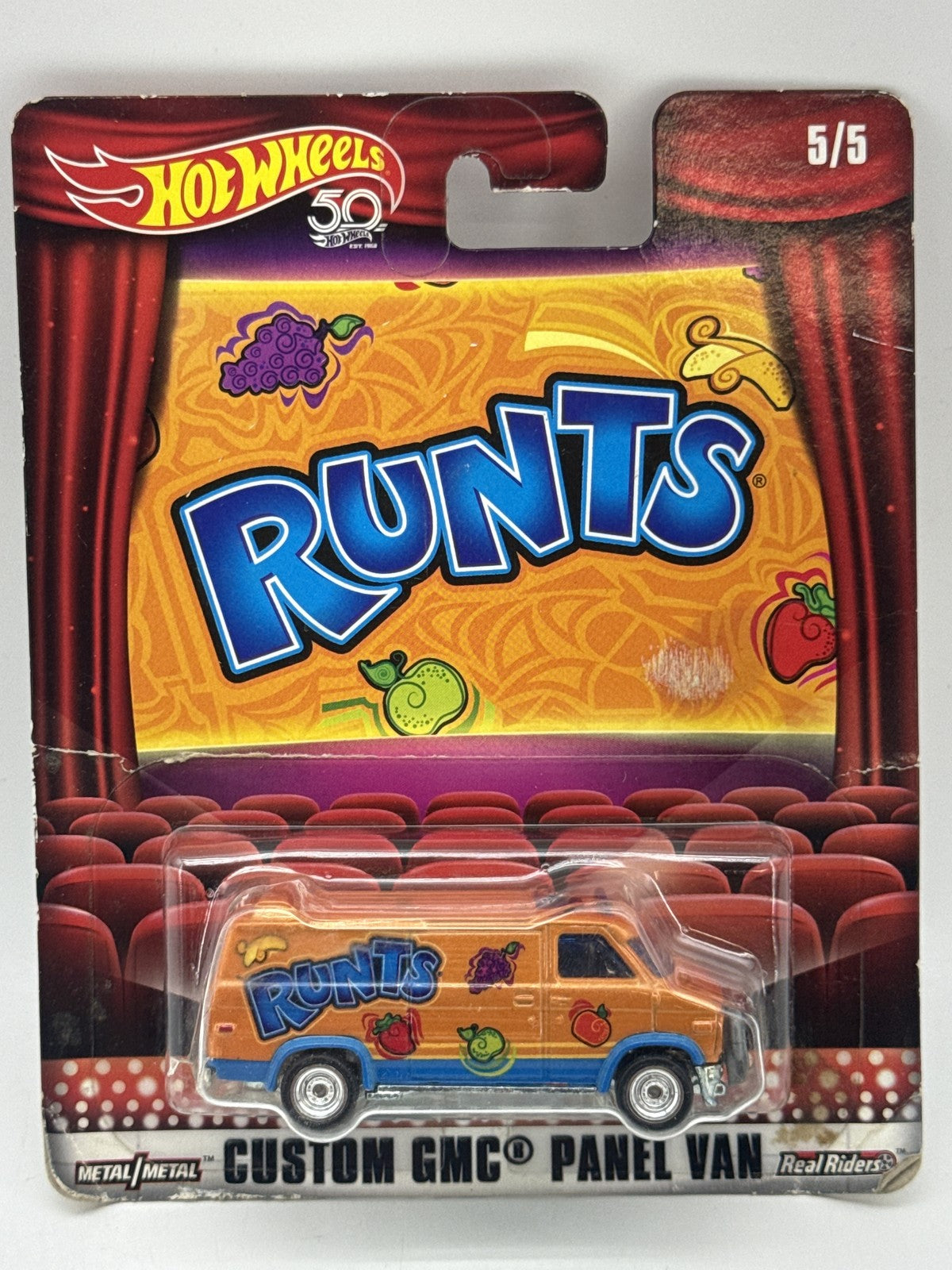 Hot Wheels Runtz Custom Diecast Car Orange Metal Panel Van Graphic 50th 1:64 HW