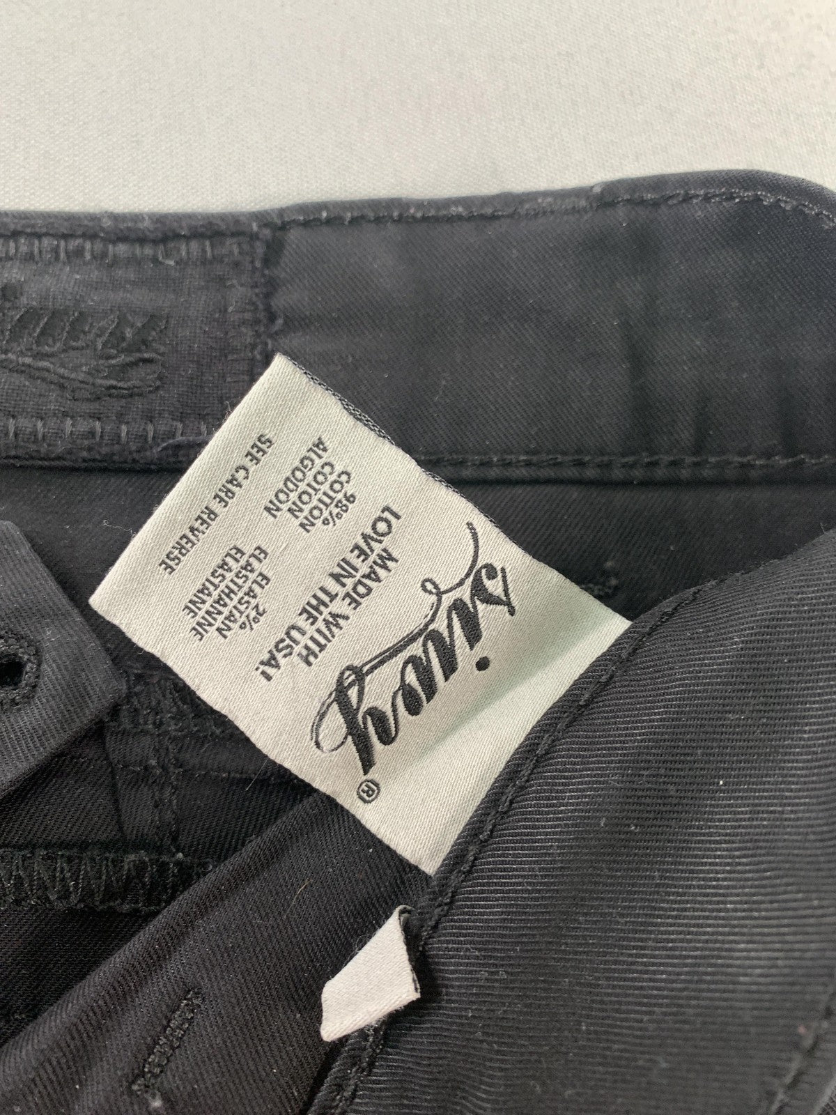 SWY Denim Pants Womens 26 Black Chino Straight Leg Stretch Twill USA Casual on