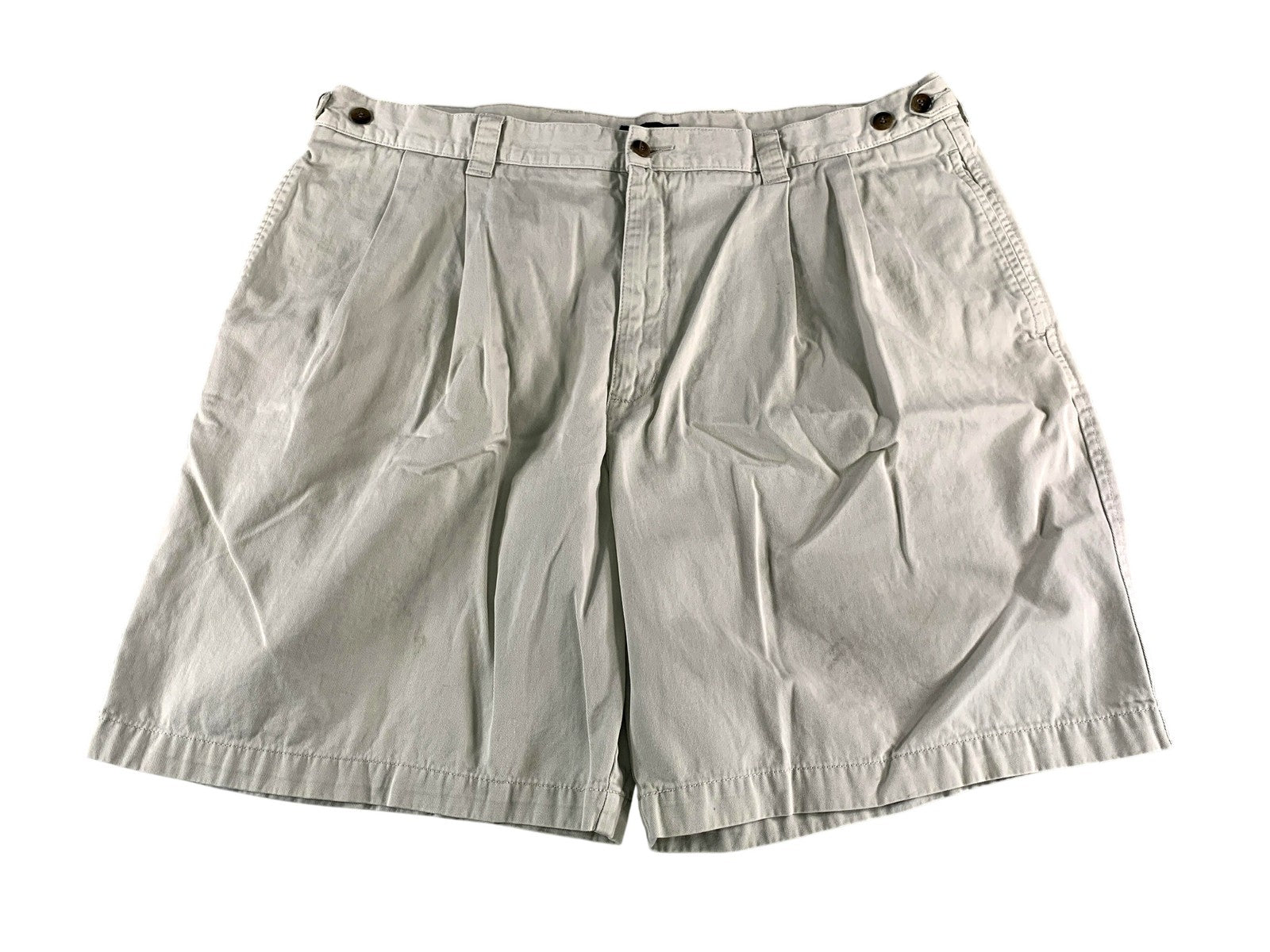 Dockers Khakis Shorts Mens Medium Beige Pleated Front Casual Flat Front Classic