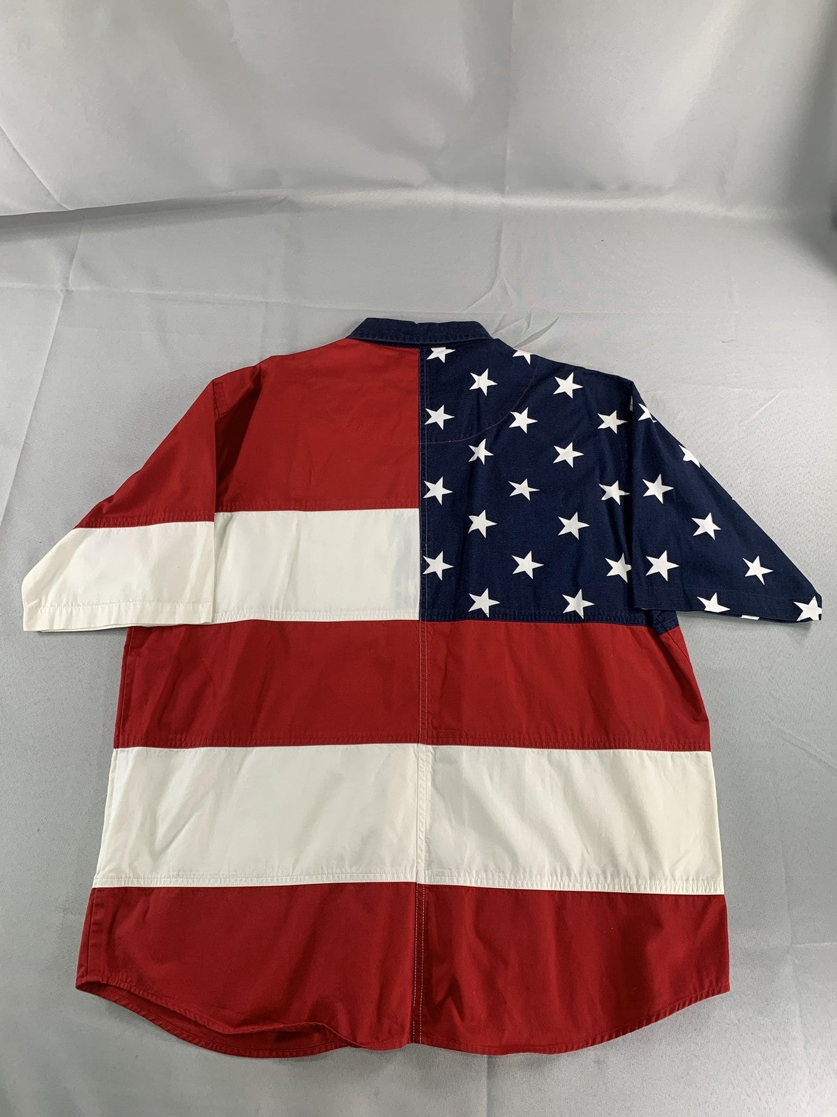 RedHead Shirt Mens XL Short Sleeve American Flag Stars Stripes Button Down NWT