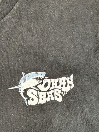 Dark Seas Shark Graphic Tee medium Black Unisex Cotton Short Sleeve Crewneck