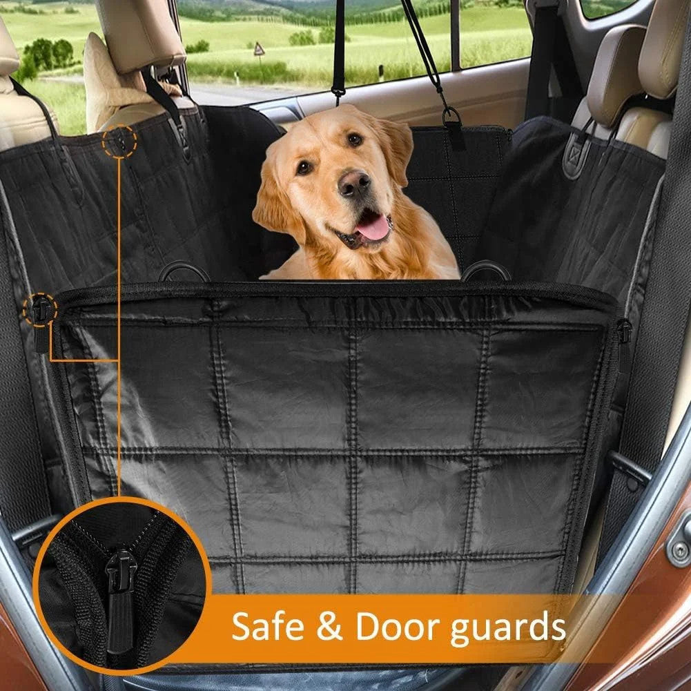Bark Lover Black Waterproof Dog Car Seat Cover Hammock Trucks SUVs Zipper Sides