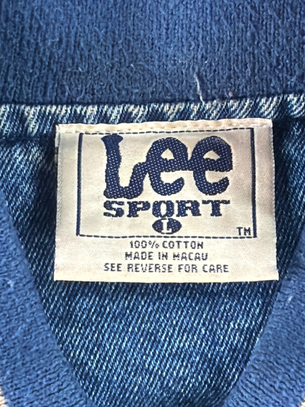 Vintage 90s Lee Sport Dallas Cowboys Denim Varsity Jacket Mens L Bomber NFL Star