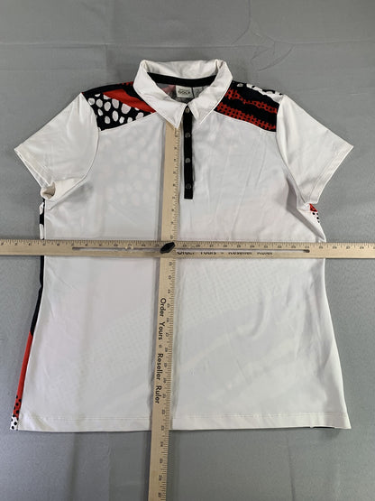 Chicos Zenergy Golf Polo Shirt Womens 2 Medium Pattern Athletic Top Performance