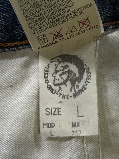 Diesel 737 Bermuda Shorts L Blue 100% Cotton Loose Distressed