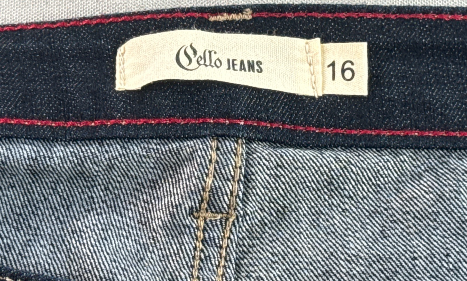 Cello Jeans Womens 16 Dark Wash Denim Straight Leg Stretch Five Pocket Blue Pant